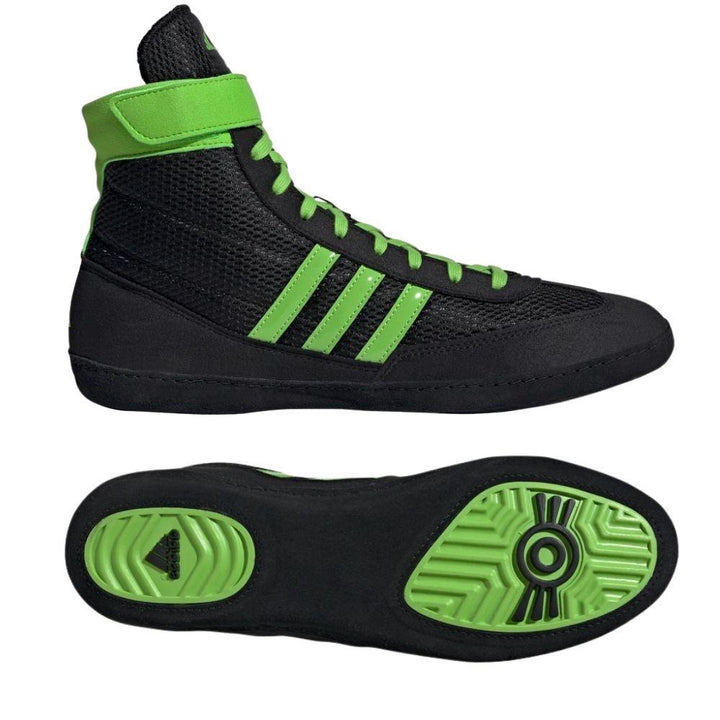 Adidas Combat Speed 4 Wrestling Boots - Black/Green-Adidas