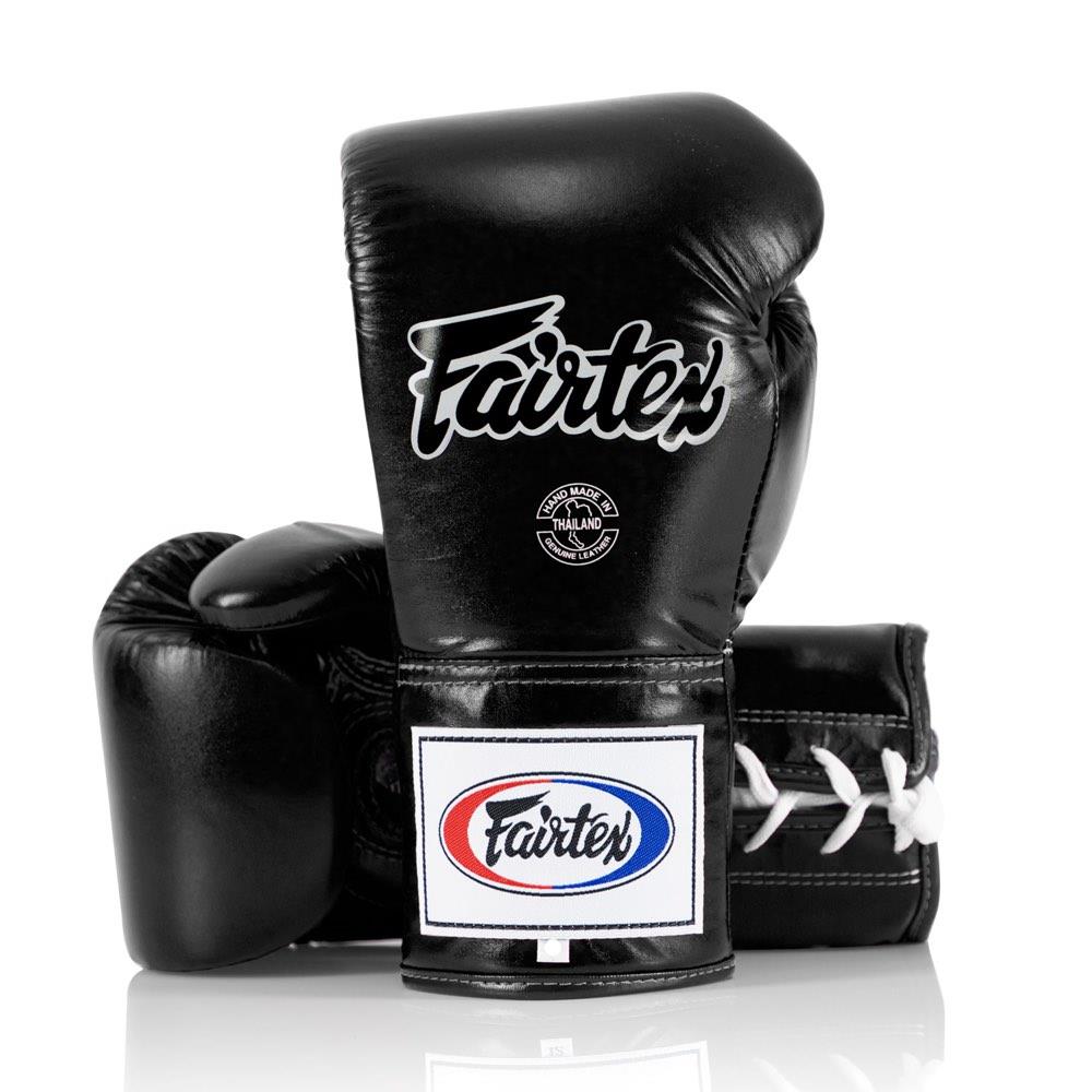 Fairtex Lace Up Competition Gloves - Black-Fairtex