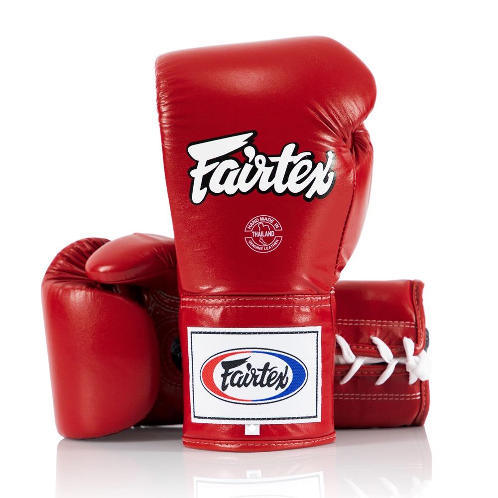 Fairtex Lace Up Competition Gloves - Red-Fairtex