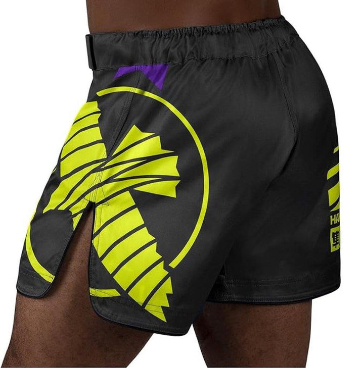 Hayabusa Icon Mid-Thigh MMA Shorts - Black/Neon-Hayabusa