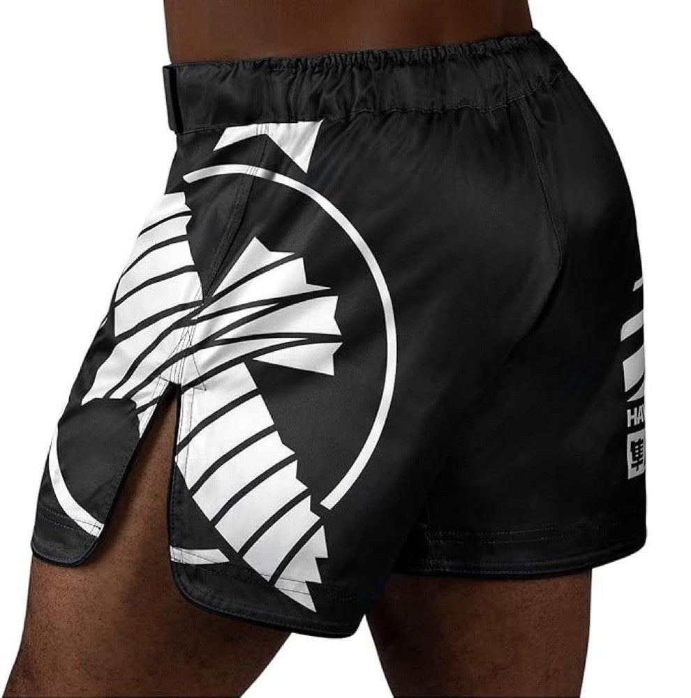 Hayabusa Icon Mid-Thigh MMA Shorts - Black/White-Hayabusa