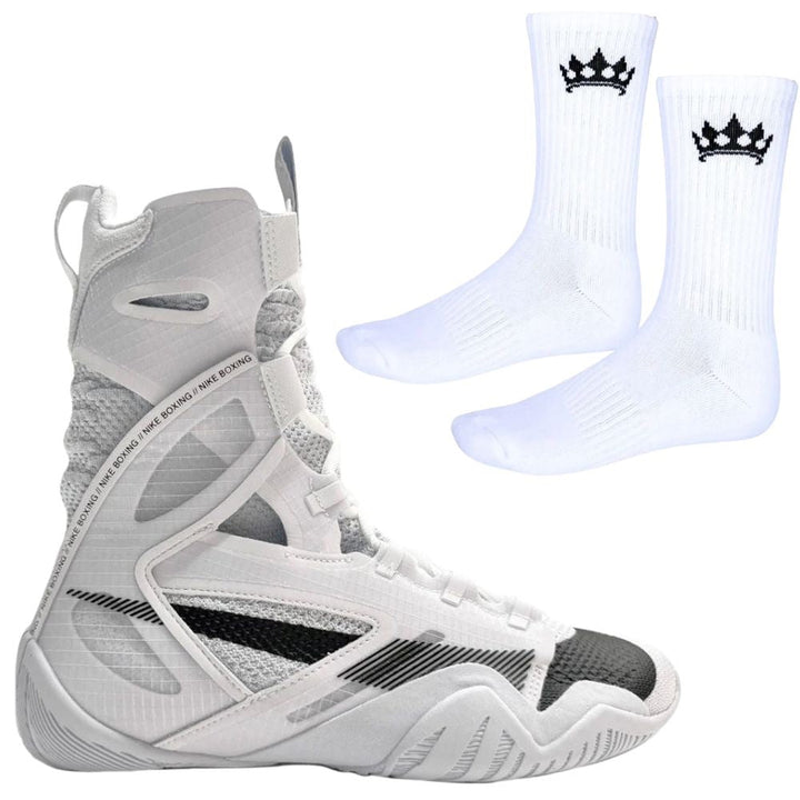 Nike Hyper KO 2 Boxing Boots - White/Black (Free Socks)-Nike