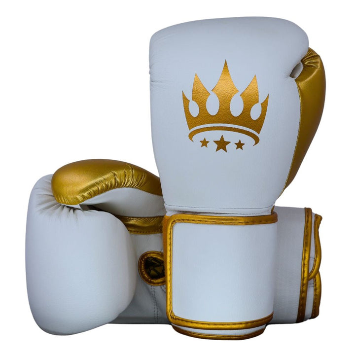 Playerz Power Boxing Gloves - White/Gold-Playerz Boxing