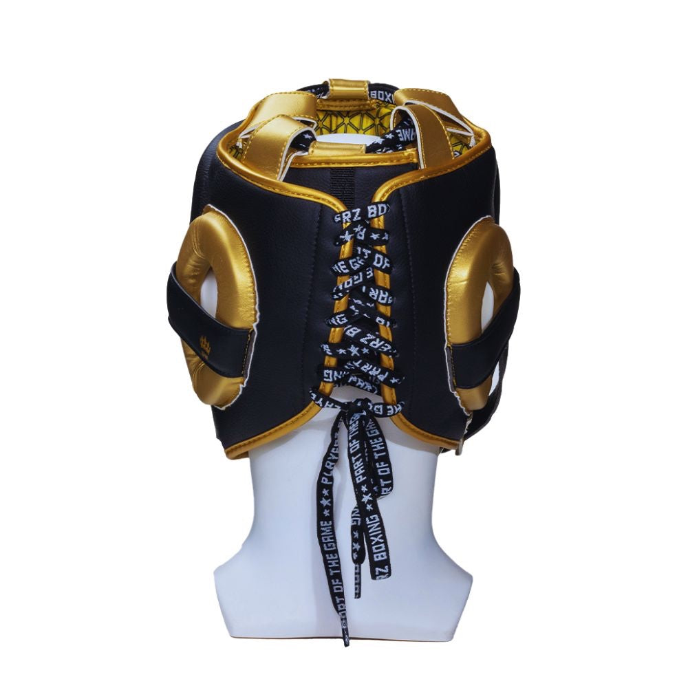 Playerz Power Head Guard - Black/Gold-Playerz Boxing