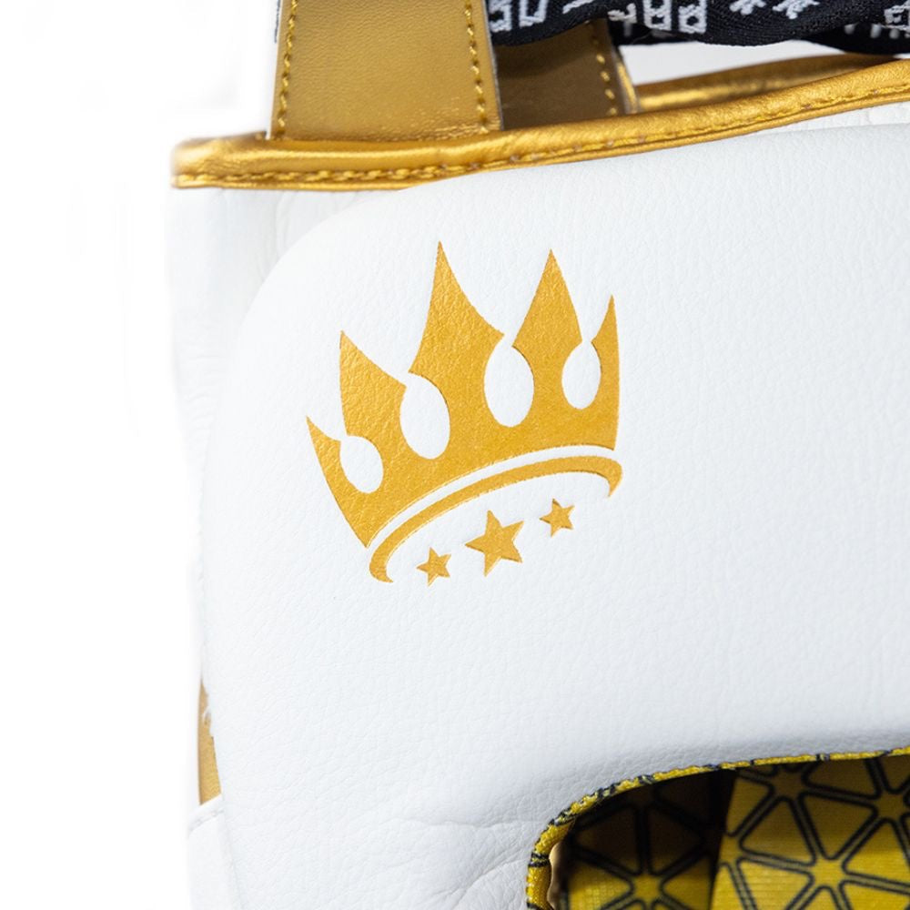 Playerz Power Head Guard - White/Gold-Playerz Boxing