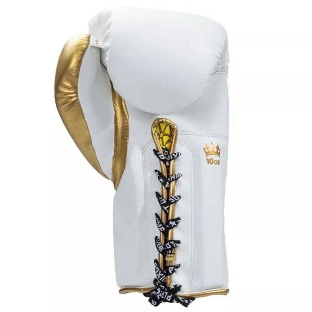 Playerz Power Lace Boxing Gloves - White/Gold-Playerz Boxing