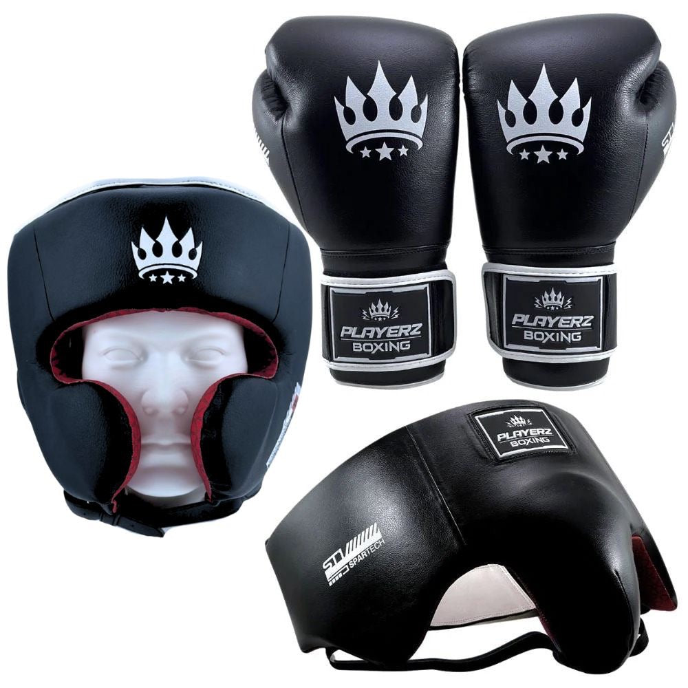 Playerz SparTech Boxing Set - Black-Playerz Boxing