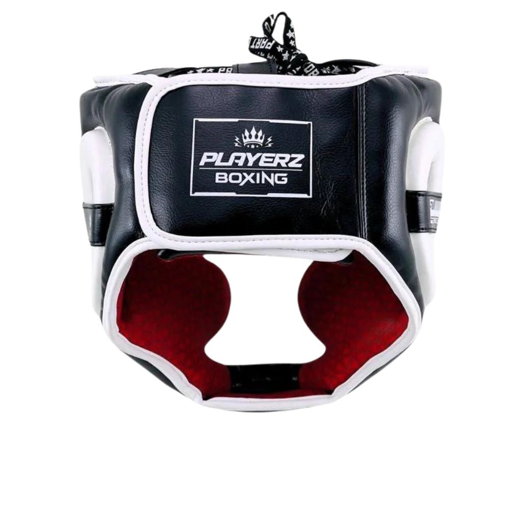 Playerz SparTech Head Guard - Black/White-Playerz Boxing