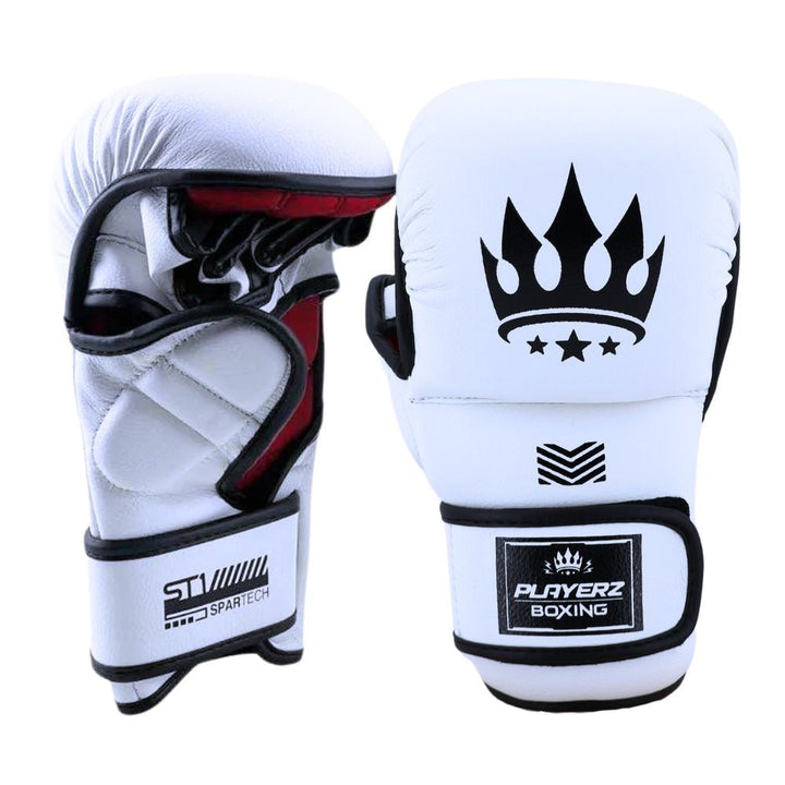 Playerz SparTech MMA Sparring Gloves - White/Black-Playerz Boxing