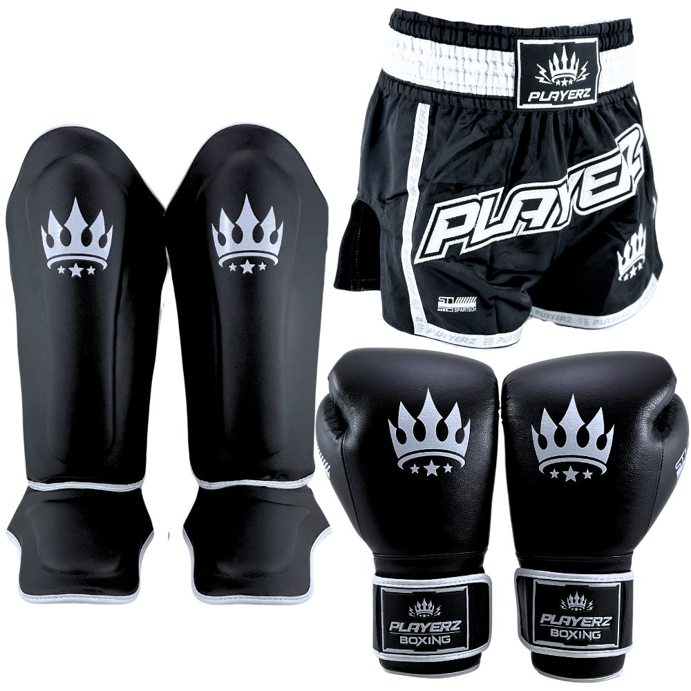 Playerz SparTech Muay Thai Set - Black-Playerz Boxing