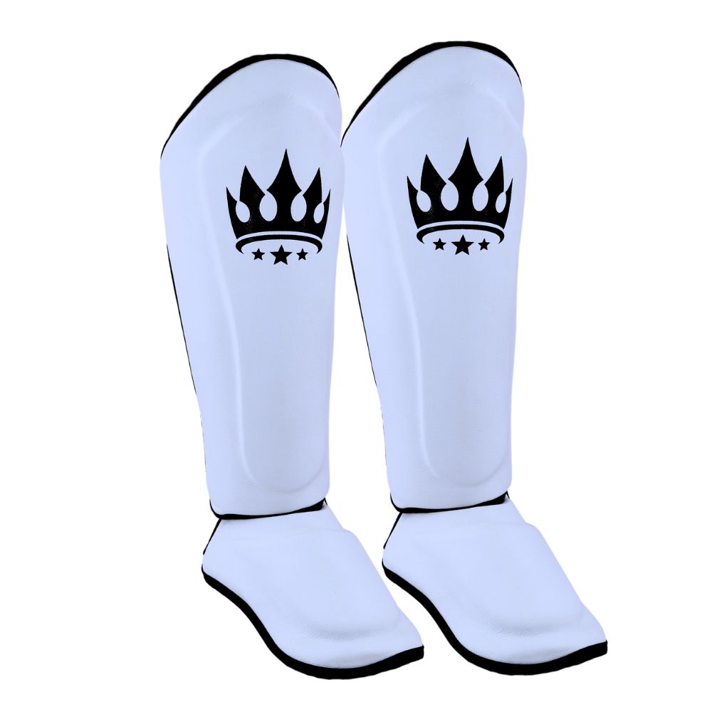 Playerz SparTech Shin Guards - White/Black-Playerz Boxing