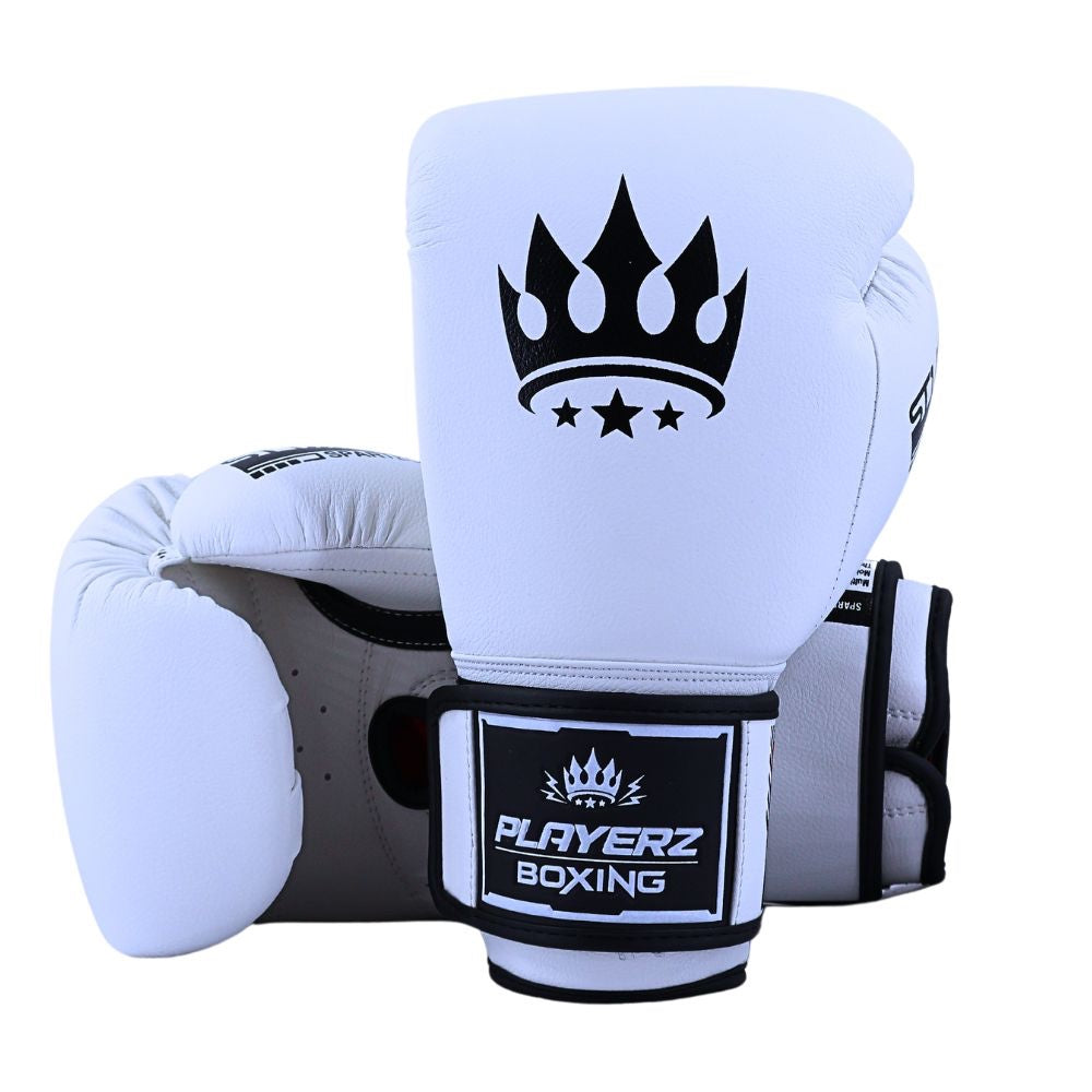 Playerz SparTech Boxing Gloves - White/Black-Playerz Boxing