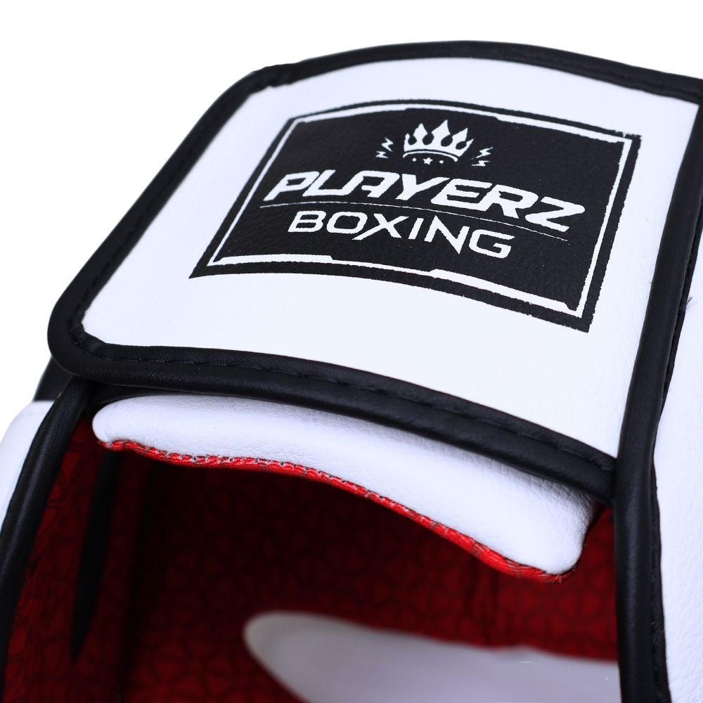 Playerz SparTech Pro Head Guard - White/Black-Playerz Boxing