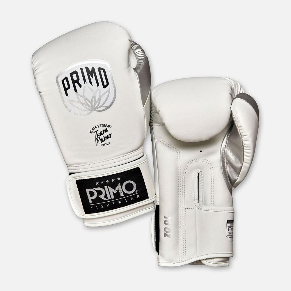 Primo Emblem 2.0 Semi Leather Boxing Gloves - White-Primo