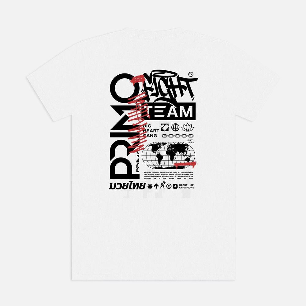 Primo Fight Team Cotton T-Shirt - White-Primo