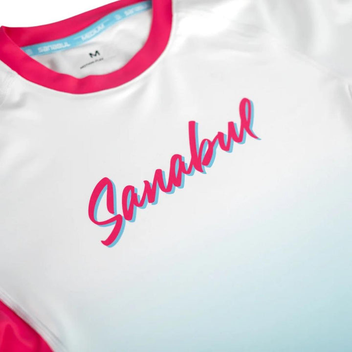 Sanabul Tropic BJJ Rash Guard - White/Pink/Blue-Sanabul