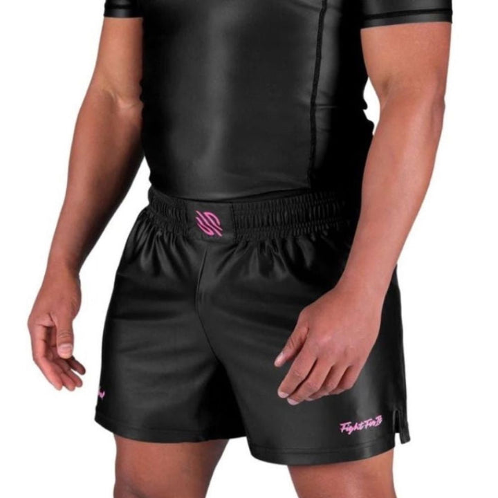 Sanabul Tropic High Cut MMA Shorts - Black/Pink-Sanabul