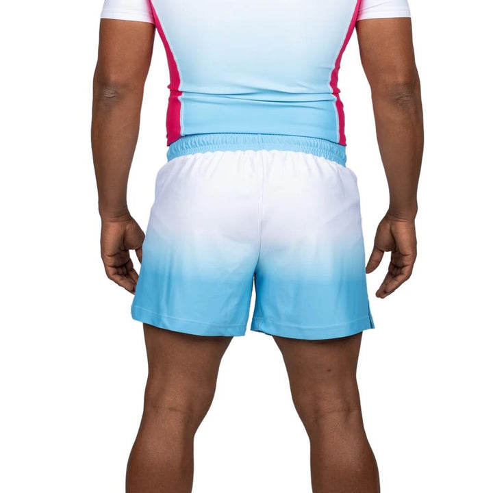 Sanabul Tropic High Cut MMA Shorts - White/Pink/Blue-Sanabul