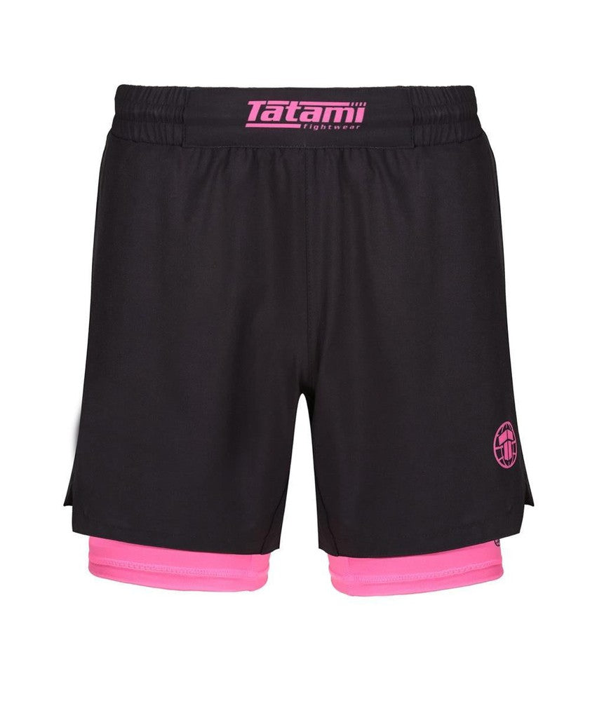 Tatami Dual Layer Grappling Shorts - Black/Pink-FEUK