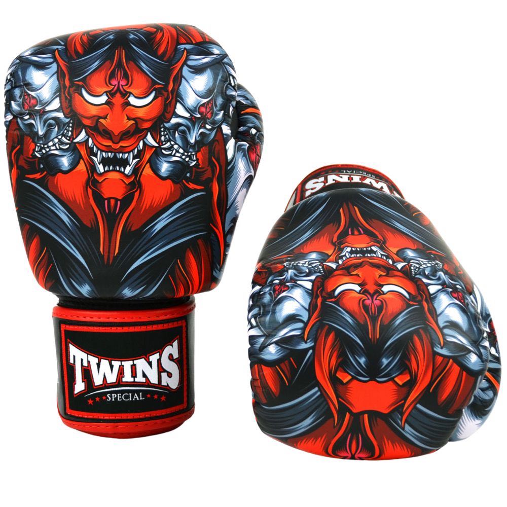 Twins Kabuki Boxing Gloves - Black/Red-Twins