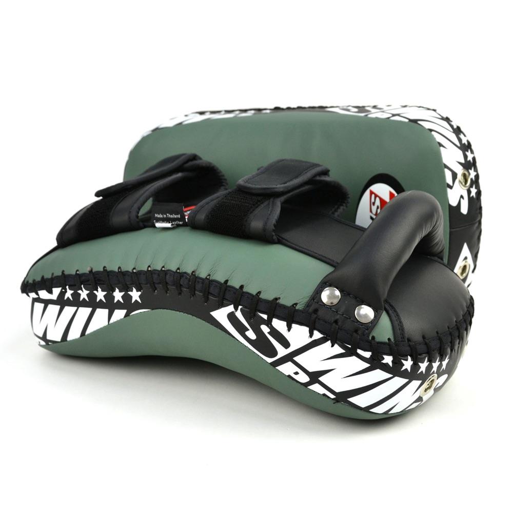 Twins Lightweight Kick Pads - Black/Olive Green-Twins