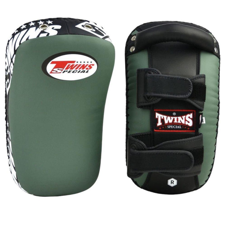 Twins Lightweight Kick Pads - Black/Olive Green-Twins