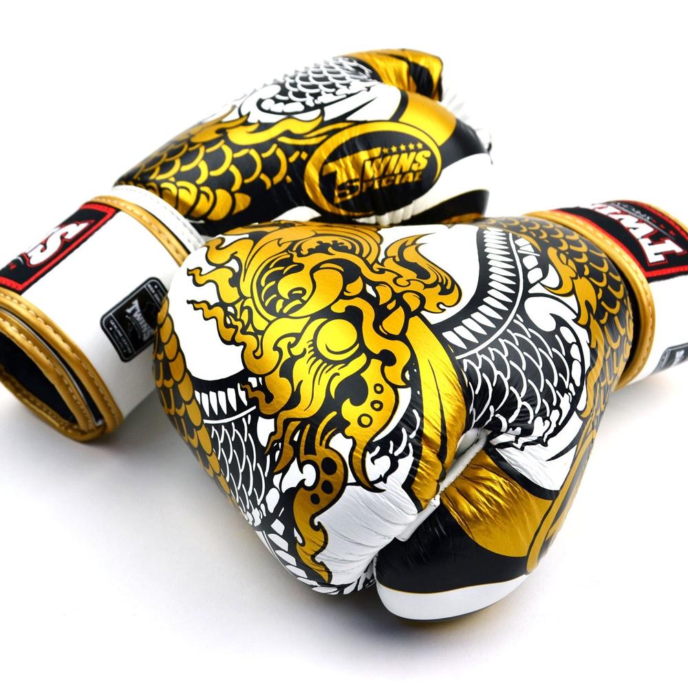 Twins Nagas Boxing Gloves - White/Gold-Twins