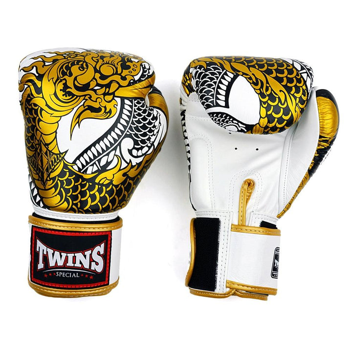 Twins Nagas Boxing Gloves - White/Gold-Twins