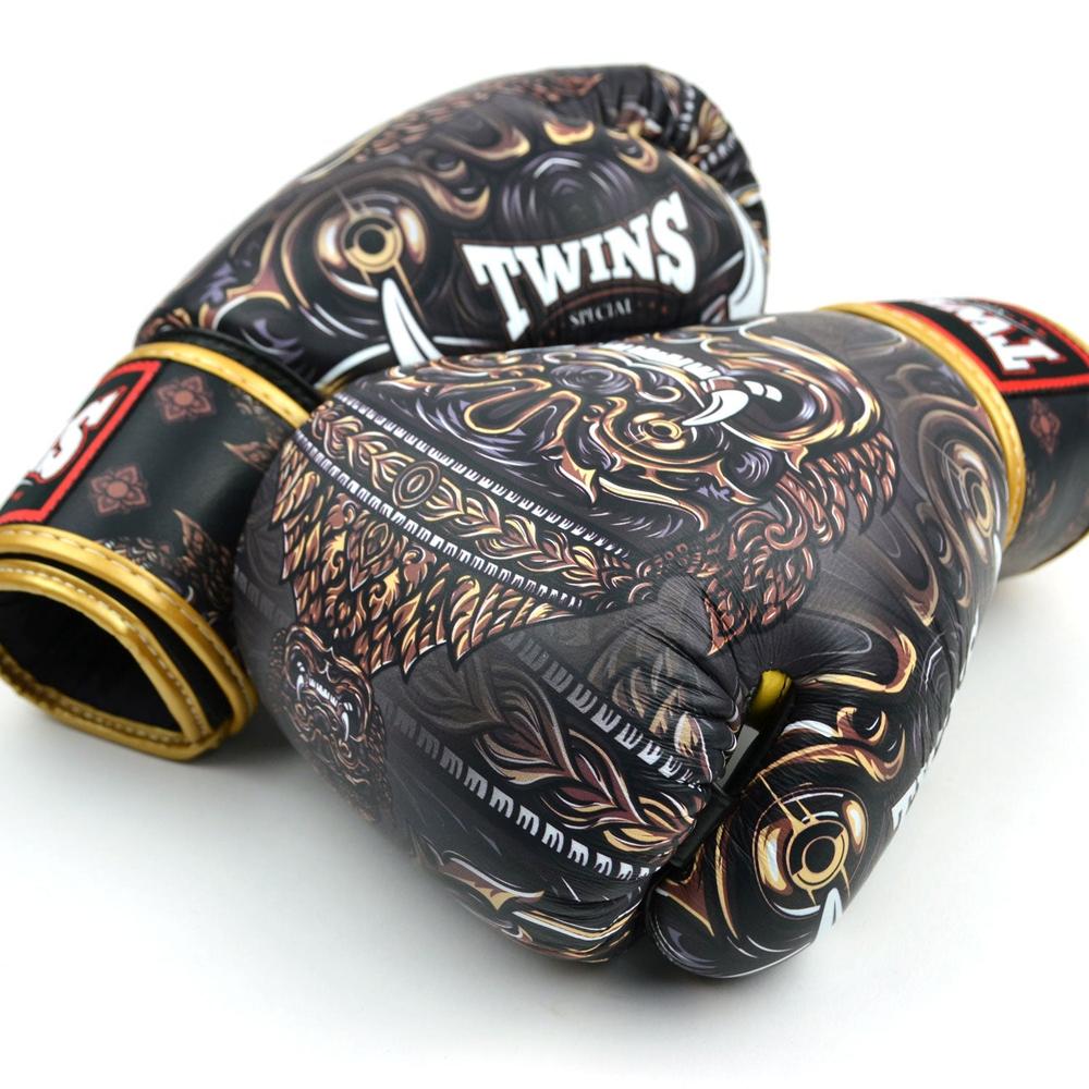 Twins Yakthai Boxing Gloves - Black/Gold-Twins