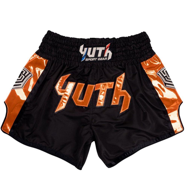 Yuth Hologram Muay Thai Shorts - Black/Orange-Yuth Sport Gear