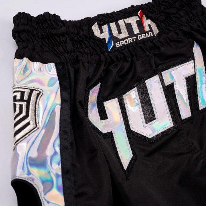 Yuth Hologram Muay Thai Shorts - Black/Silver-Yuth Sport Gear