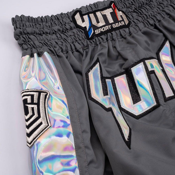 Yuth Hologram Muay Thai Shorts - Grey/Silver-Yuth Sport Gear