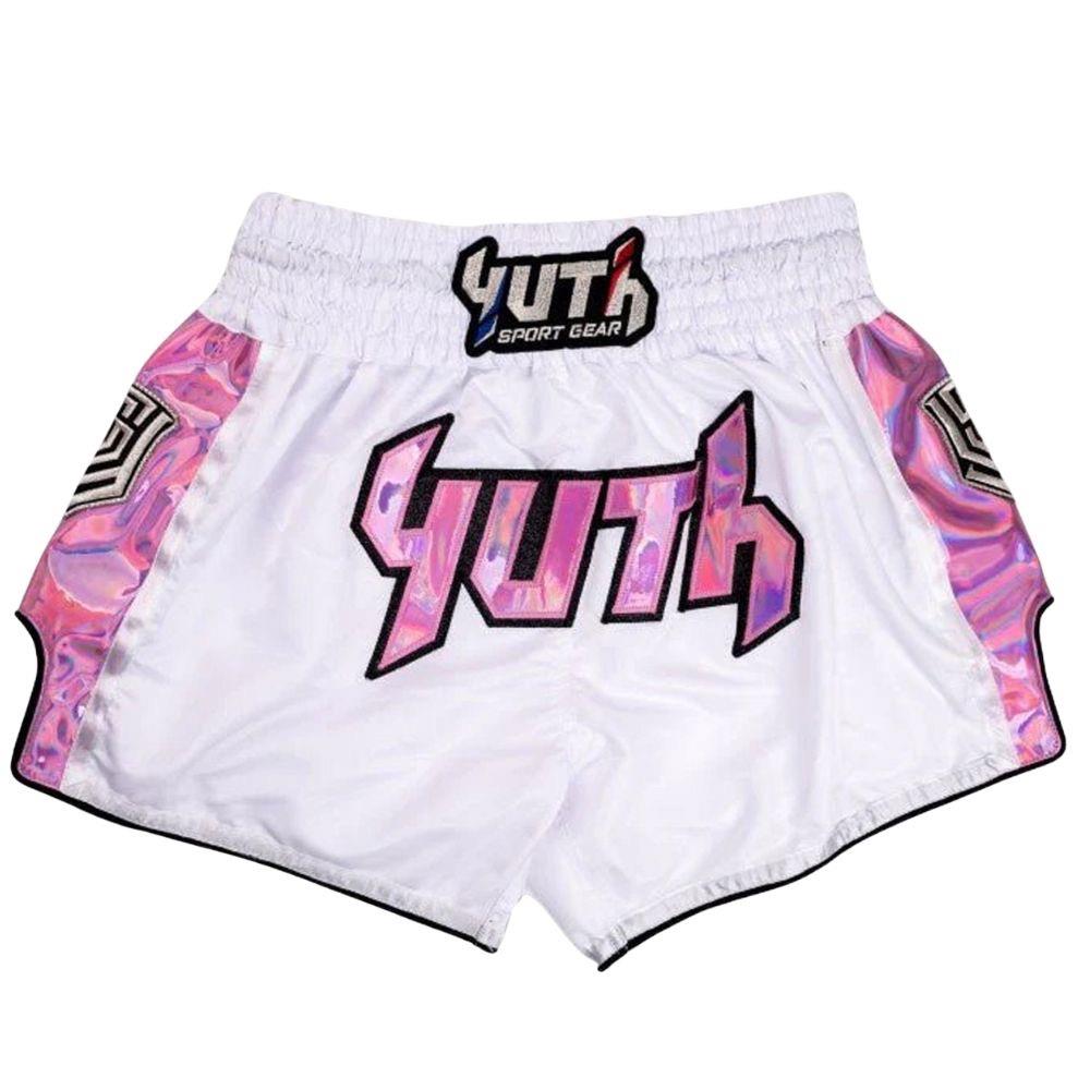 Yuth Hologram Muay Thai Shorts - White/Pink-Yuth Sport Gear