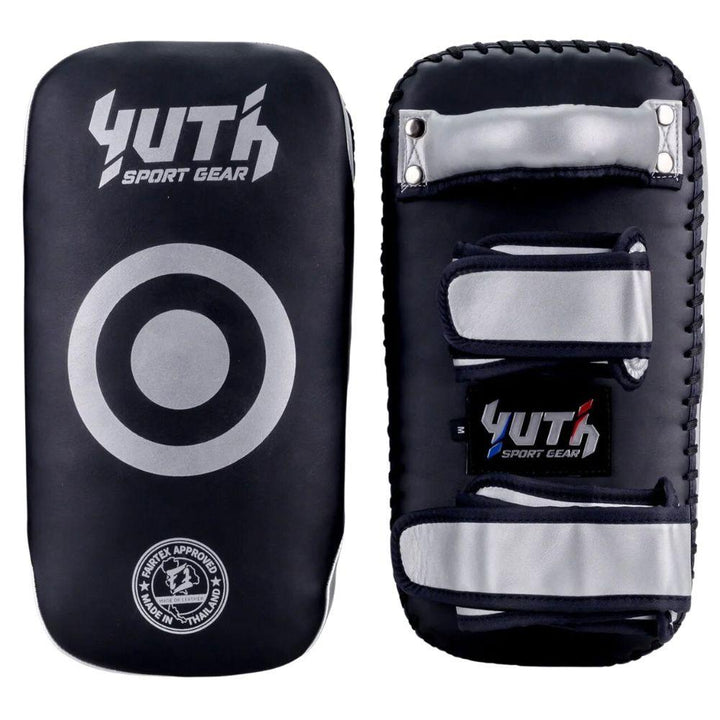 Yuth Muay Thai Kick Pads - Black/Silver-Yuth Sport Gear